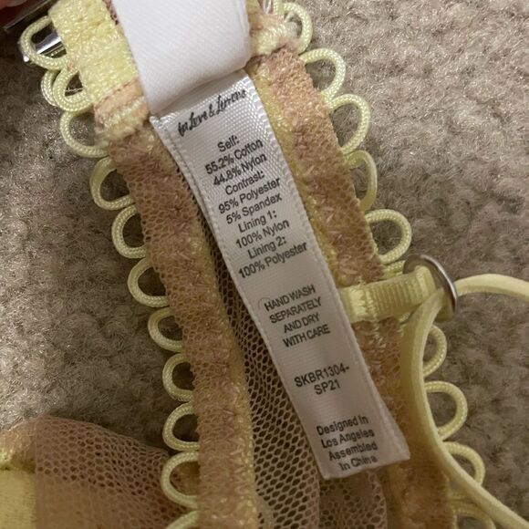 For Love & Lemons Yellow Faye Lace LL Bra XXS NWOT - Picture 6 of 8